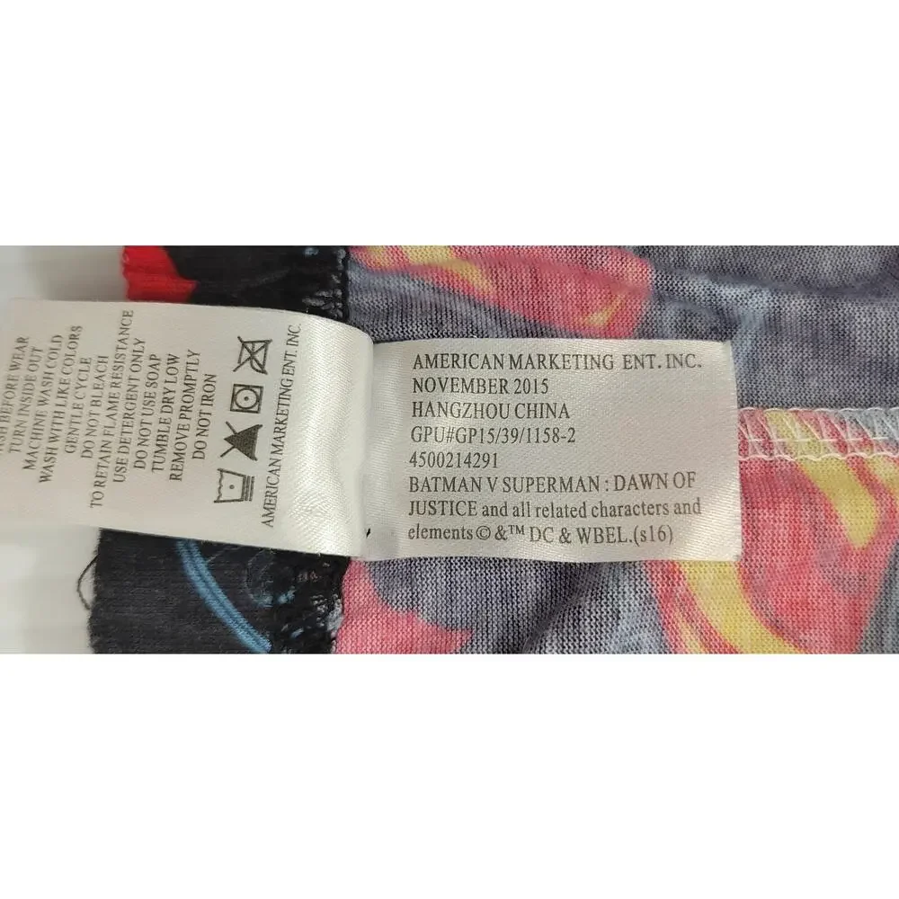 L) Batman vs Superman Dawn of Justice Sleepwear Pants Children Size 8 Polyester